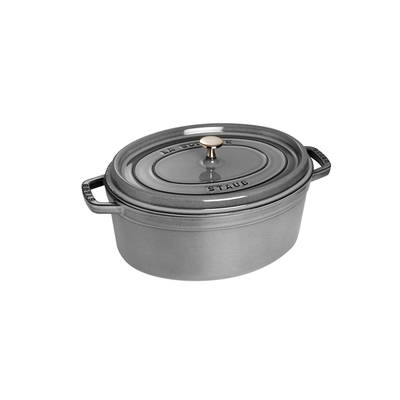 Graphite Grey - Żeliwny, owalny garnek z powłoką nieprzywierającą, 2,4 l, 23 cm, Staub