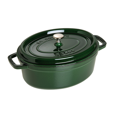 Basil Green - Żeliwny, owalny garnek z powłoką nieprzywierającą, 6,7 l, 33 cm, Staub