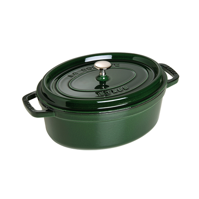 Basil Green - Żeliwny, owalny garnek z powłoką nieprzywierającą, 5,4 l, 31 cm, Staub
