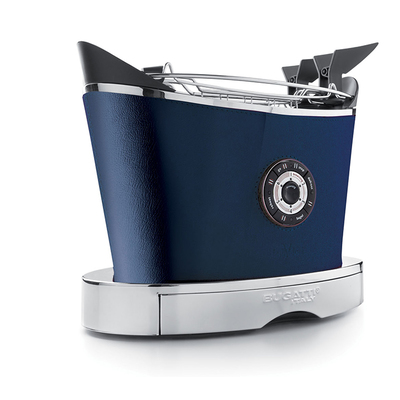 Włoski automatyczny toster Volo ręcznie obszyty granatową skórą, Bugatti