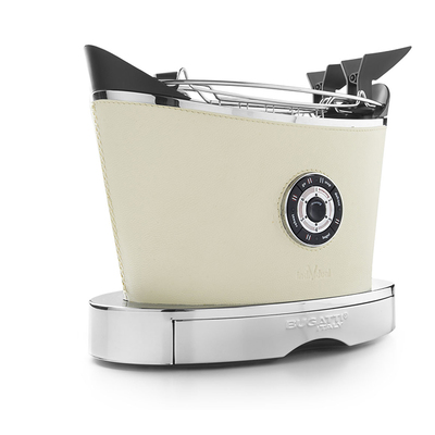 Włoski automatyczny toster Volo ręcznie obszyty kremową skórą, Bugatti