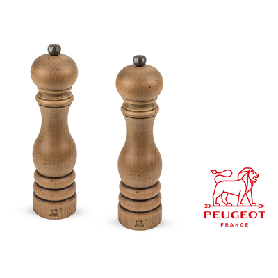 Antique - Zestaw młynków do przypraw, postarzane drewno bukowe, 22 cm, Peugeot