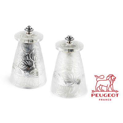 René Lalique - Unikatowy zestaw młynków do przypraw, szkło kryształowe, design 1924 rok, Peugeot