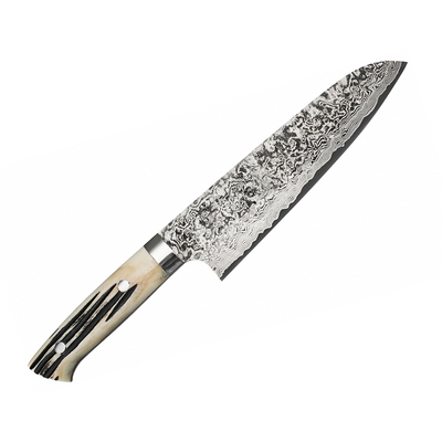 WBB - Orientalny nóż Santoku, 18 cm, 61 warstw damasceńskiej stali R2, Takeshi Saji