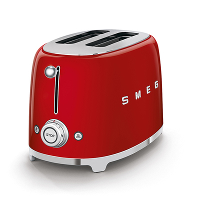 50's Red - Designerski czerwony toster na 2 kromki pieczywa, SMEG