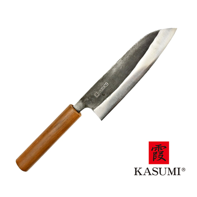 Black Hammer - Mistrzowski, ręcznie kuty tradycyjny nóż Santoku, 16,5 cm, Kasumi