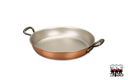 Classic - Ręcznie tworzona miedziana patelnia do serwowania, żeliwne uchwyty, Ø 28 cm, Falk