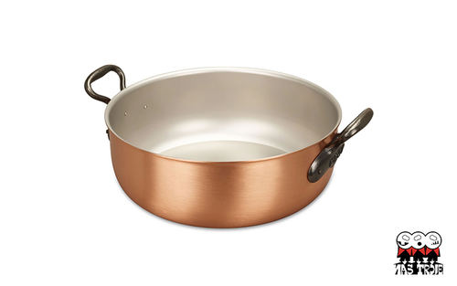 Classic - Głęboka miedziana patelnia do duszenia i serwowania, żeliwne uchwyty, Ø 32 cm, Falk