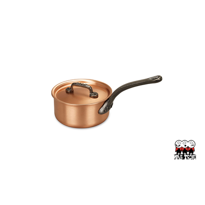 Classic - Ręcznie tworzony miedziany rondel z pokrywką, żeliwne uchwyty, 0,95 litra, Ø 14 cm, Falk