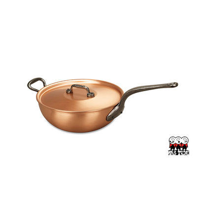 Classic - Luksusowy miedziany wok / patelnia do risotto, żeliwny uchwyt + pokrywka, 3 litry, Ø 24 cm, Falk