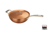 Signature - Miedziany wok / patelnia do risotto + pokrywka, ręczna produkcja, 3 litry, Ø 24 cm, Falk