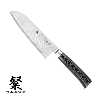 Tamahagane Kyoto San - Japoński 63-warstwowy nóż Santoku, 17,5 cm, Kataoka