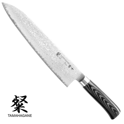 Tamahagane Kyoto San - Japoński 63-warstwowy długi nóż kucharza, Gyutoh, 24 cm, Kataoka