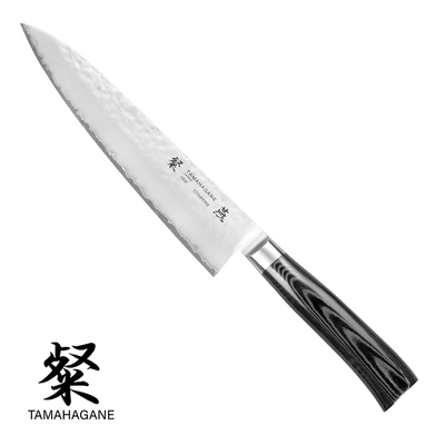 Tamahagane Tsubame Black - Japoński 3-warstwowy nóż szefa kuchni, Gyutoh, 21 cm, Kataoka