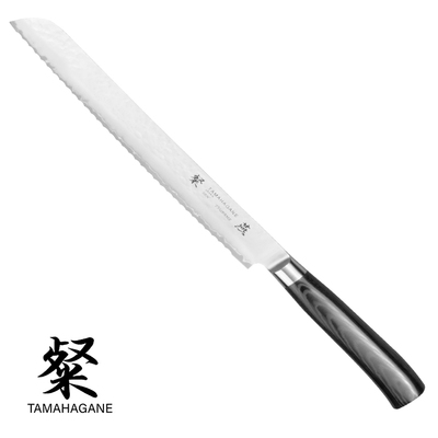 Tamahagane Tsubame Black - Japoński 3-warstwowy nóż do pieczywa, 23 cm, Kataoka