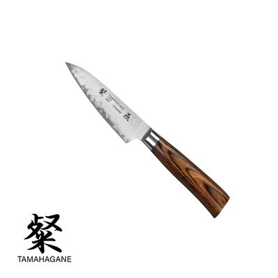 Tamahagane Tsubame Brown - Japoński 3-warstwowy nóż do obierania, 9 cm, Kataoka