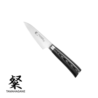 Tamahagane San Black - 3-warstwowy japoński nóż do obierania, 9 cm, Kataoka