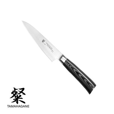 Tamahagane San Black - 3-warstwowy japoński nóż uniwersalny, Shotoh, 12 cm, Kataoka