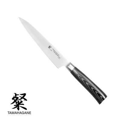 Tamahagane San Black - 3-warstwowy japoński nóż uniwersalny, Shotoh, 15 cm, Kataoka