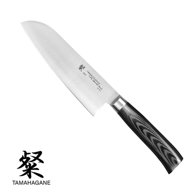 Tamahagane San Black - 3-warstwowy japoński nóż Santoku, 17,5 cm, Kataoka