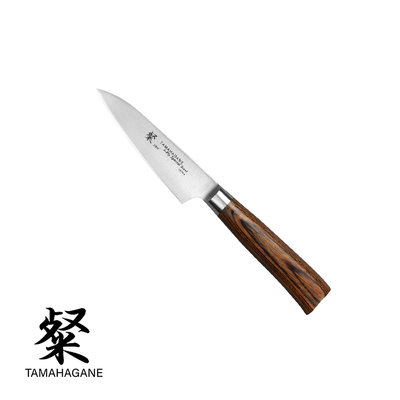 Tamahagane San Brown - 3-warstwowy japoński nóż do obierania, 9 cm, Kataoka