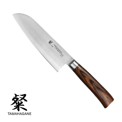 Tamahagane San Brown - 3-warstwowy japoński nóż Santoku, 17,5 cm, Kataoka