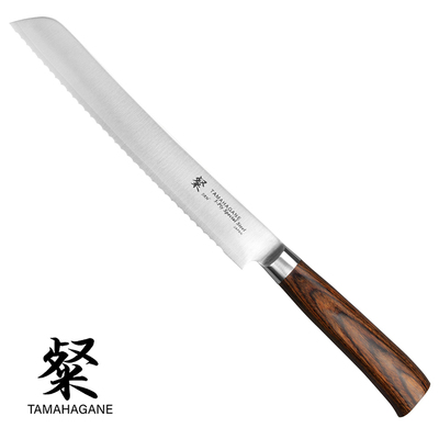 Tamahagane San Brown - 3-warstwowy japoński nóż do pieczywa, 23 cm, Kataoka