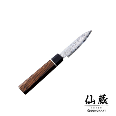 Senzo Black - Czerniony, 33-warstwowy japoński nóż do obierania warzyw, 8 cm, Suncraft
