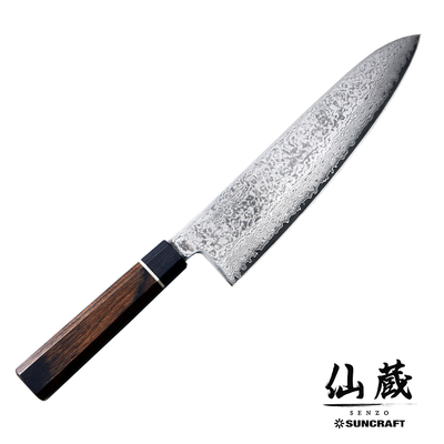 Senzo Black - Czerniony, 33-warstwowy japoński nóż kucharza, Gyutoh, 20 cm, Suncraft