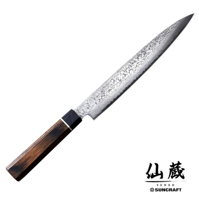 Senzo Black - Czerniony, 33-warstwowy japoński nóż do sushi, Sashimi, 21 cm, Suncraft