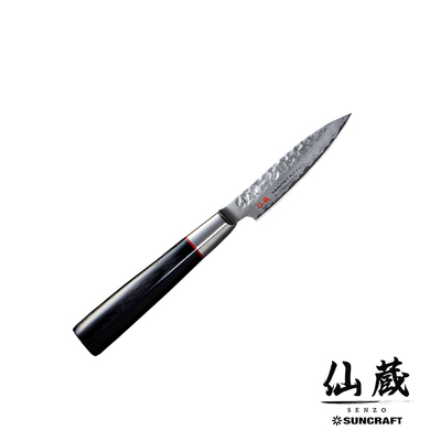 Senzo Classic - Młotkowany, 33-warstwowy japoński nóż do warzyw i owoców, 8 cm, Suncraft