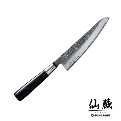 Senzo Classic - Młotkowany, 33-warstwowy japoński nóż uniwersalny, Shotoh, 14,3 cm, Suncraft