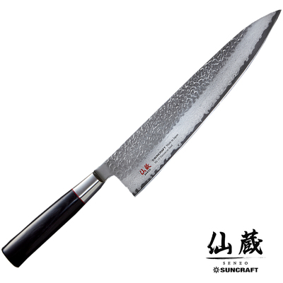 Senzo Classic - Młotkowany, 33-warstwowy japoński nóż szefa kuchni, Gyutoh, 24 cm, Suncraft
