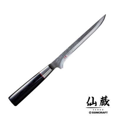 Senzo Classic - Młotkowany, 33-warstwowy japoński nóż do filetowania i trybowania, 17 cm, Suncraft