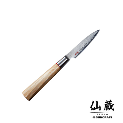 Senzo Twisted Octagon - Japoński 33-warstwowy nóż do obierania warzyw, 8 cm, Suncraft