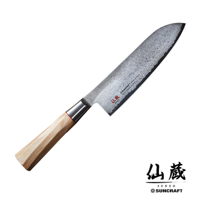 Senzo Twisted Octagon - Japoński 33-warstwowy nóż Santoku, 16,7 cm, Suncraft