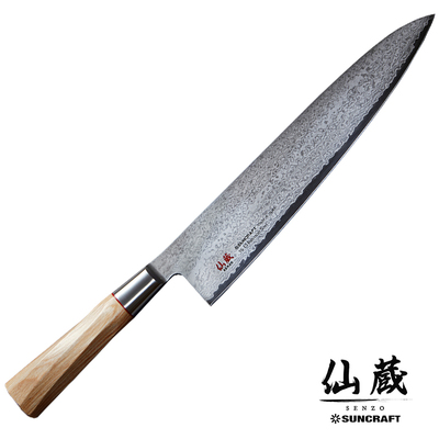 Senzo Twisted Octagon - Japoński 33-warstwowy nóż szefa kuchni, Gyutoh, 24 cm, Suncraft