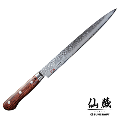 Senzo Universal - 33-warstwowy japoński nóż do sushi i porcjowania mięs ze zeuropeizowaną rękojeścią, 24 cm, Suncraft