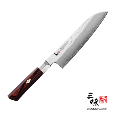 Supreme Hammered - Młotkowany, damasceński nóż Santoku, 18 cm, Mcusta Zanmai