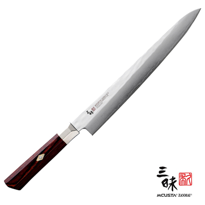 Supreme Hammered - Młotkowany, damasceński nóż do sushi Sujihiki, 24 cm, Mcusta Zanmai