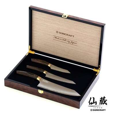 Elegancia - Zestaw prezentowy - nóż szefa kuchni, nóż uniwersalny, nóż do warzyw, Suncraft