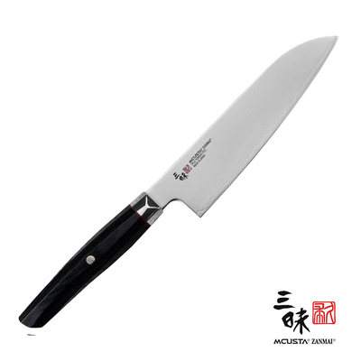 Revolution - Japoński nóż do warzyw i mięs Santoku, stal proszkowa SPG2, 18 cm, Mcusta Zanmai