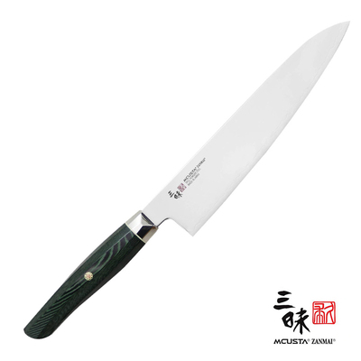 Revolution Green - Japoński nóż kucharza Gyutoh, stal proszkowa SPG2, 21 cm, Mcusta Zanmai