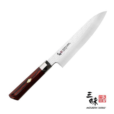 Supreme Ripple - Młotkowany 33-warstwowy, krótki  nóż kucharza Gyutoh, 18 cm, Mcusta Zanmai