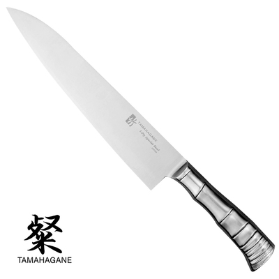 Tamahagane Bamboo - 3-warstwowy, długi japoński nóż kucharza Gyutoh, 24 cm, Kataoka