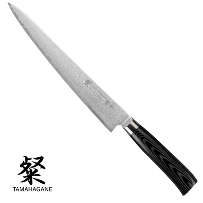 Tamahagane Kyoto San - Japoński 63-warstwowy nóż do sushi i sashimi, Sujihiki, 24 cm, Kataoka