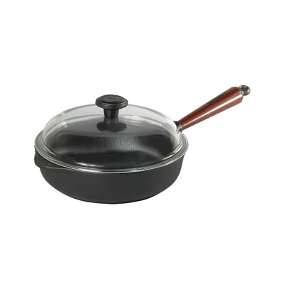 Traditional - Głęboka patelnia z naturalnego żeliwa z pokrywką, uchwyt z buku, Ø 25 cm, Skeppshult