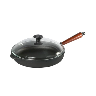 Traditional - Patelnia z naturalnego żeliwa z pokrywką, uchwyt z buku, Ø 28 cm, Skeppshult