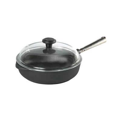 Professional - Głęboka patelnia z naturalnego żeliwa, stalowy uchwyt + pokrywka, Ø 25 cm, Skeppshult