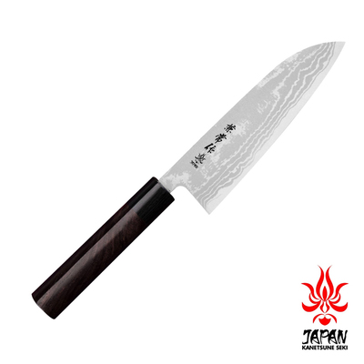 Zen-Bokashi - 11-warstwowy japoński nóż Santoku 16,5 cm, stal Aogami 2 i żelazo, Kanetsune
